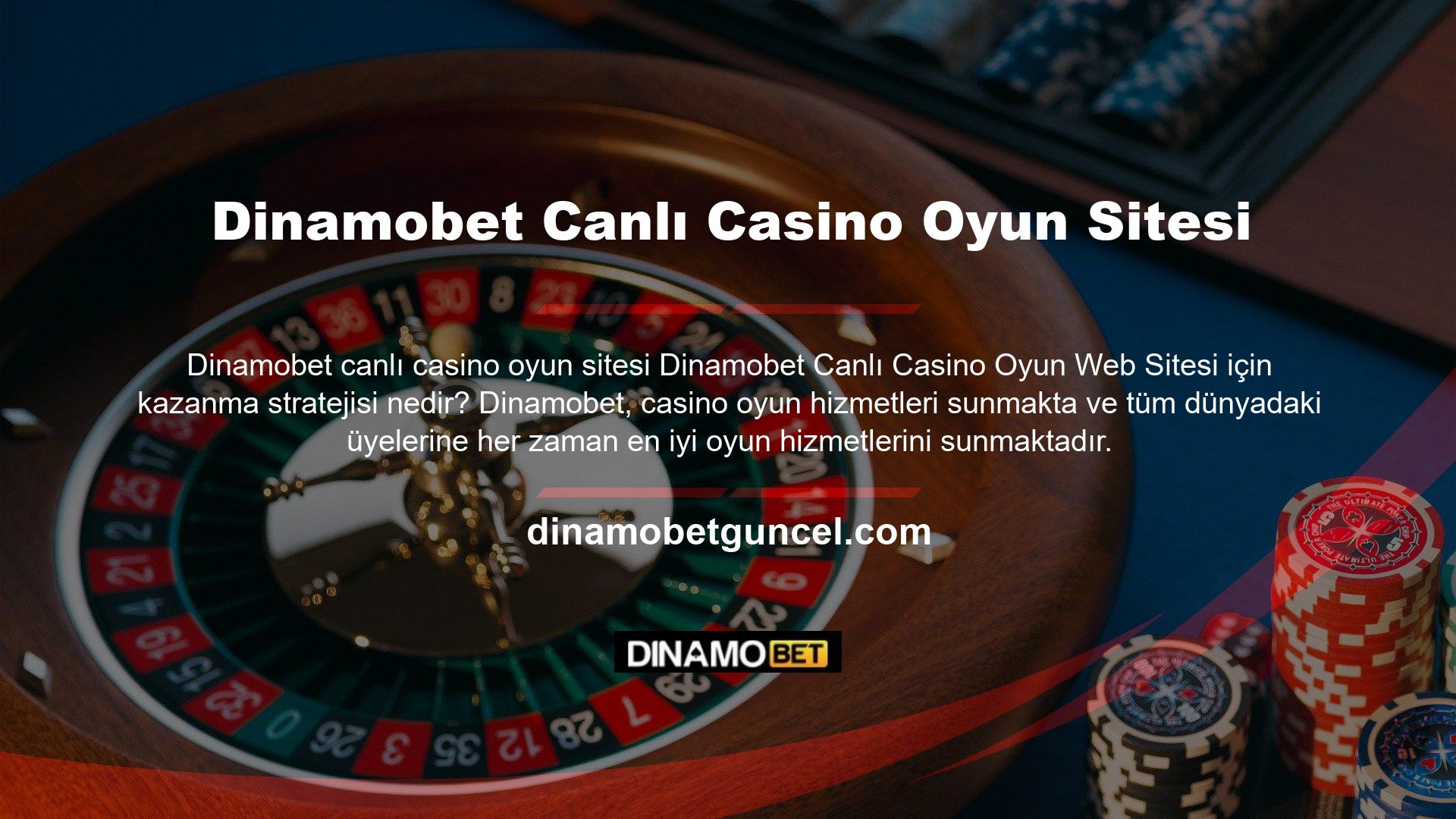 Tüm oyun hizmetleri Dinamobet Casino Games tarafından çevrimiçi kullanıcılar aracılığıyla sağlanmakta olup, Dinamobet üyelerinin casino oyunlarından kolaylıkla keyif almasına olanak sağlanmaktadır