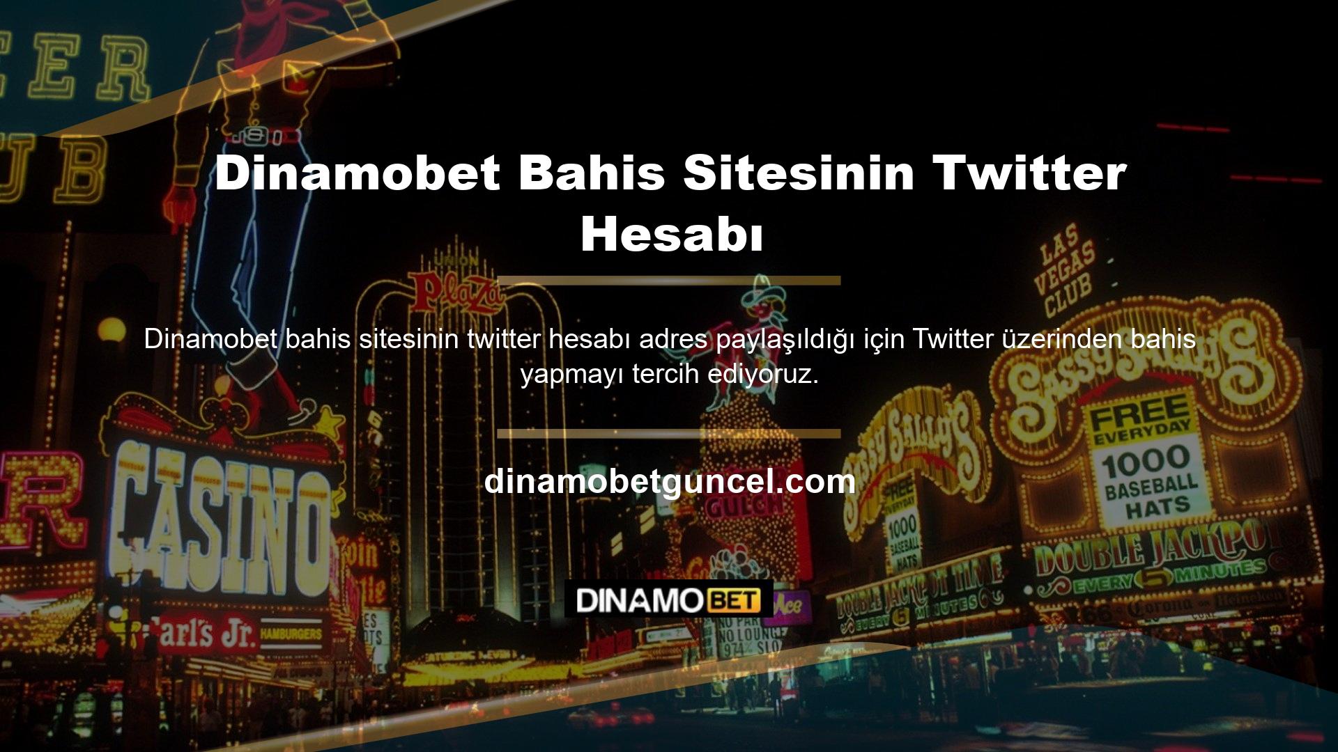 Sosyal medya platformları izlenmekte ve en güncel bahis sitesi olan Dinamobet Twitter adresi verilmektedir